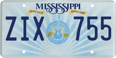 MS license plate ZIX755