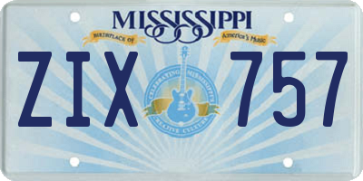 MS license plate ZIX757