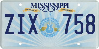 MS license plate ZIX758