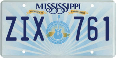 MS license plate ZIX761