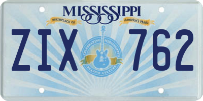 MS license plate ZIX762