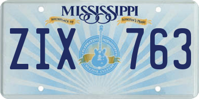 MS license plate ZIX763