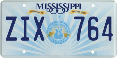 MS license plate ZIX764