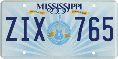 MS license plate ZIX765