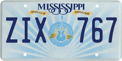 MS license plate ZIX767