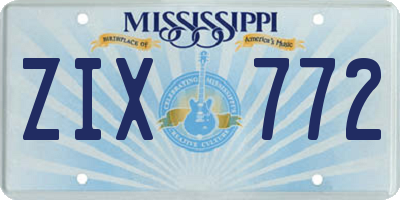 MS license plate ZIX772