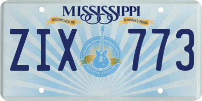 MS license plate ZIX773