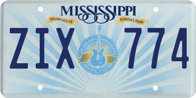 MS license plate ZIX774