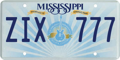 MS license plate ZIX777