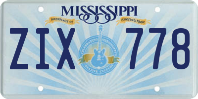 MS license plate ZIX778