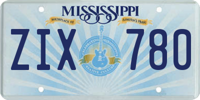 MS license plate ZIX780