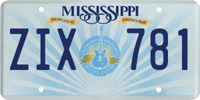 MS license plate ZIX781