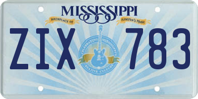 MS license plate ZIX783