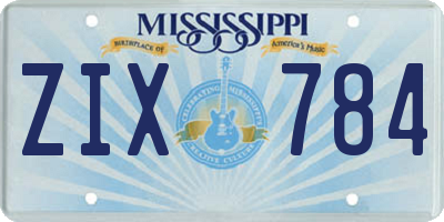 MS license plate ZIX784