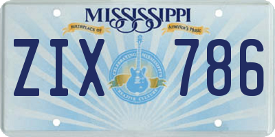 MS license plate ZIX786