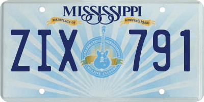 MS license plate ZIX791
