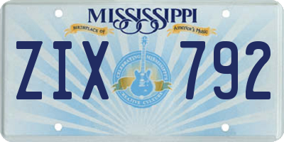MS license plate ZIX792