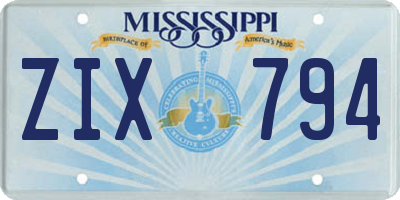 MS license plate ZIX794