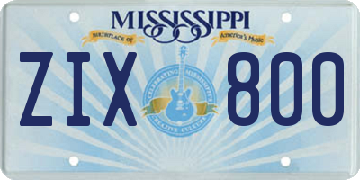 MS license plate ZIX800