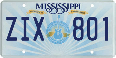 MS license plate ZIX801