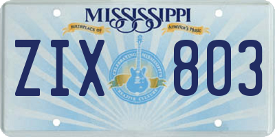 MS license plate ZIX803