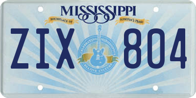 MS license plate ZIX804