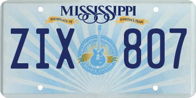 MS license plate ZIX807