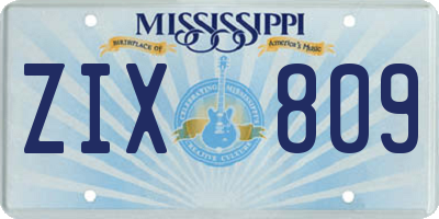 MS license plate ZIX809