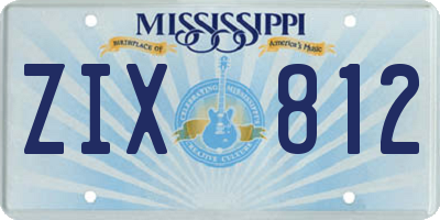 MS license plate ZIX812