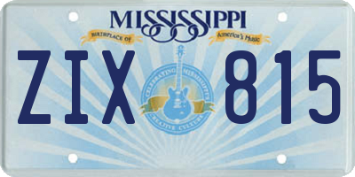 MS license plate ZIX815