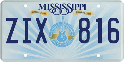 MS license plate ZIX816