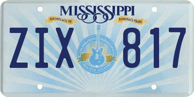 MS license plate ZIX817