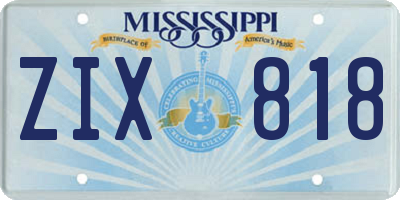 MS license plate ZIX818