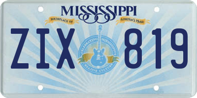 MS license plate ZIX819