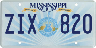 MS license plate ZIX820