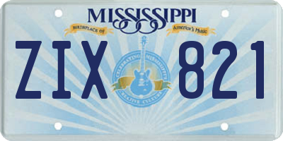 MS license plate ZIX821