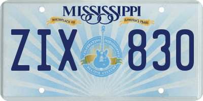 MS license plate ZIX830