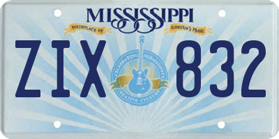 MS license plate ZIX832