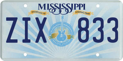 MS license plate ZIX833