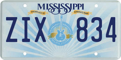 MS license plate ZIX834