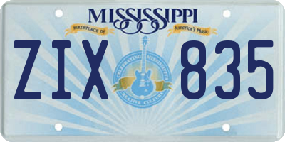 MS license plate ZIX835