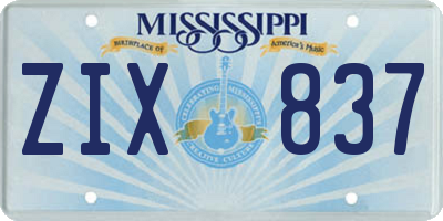MS license plate ZIX837