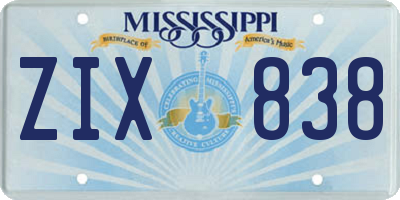 MS license plate ZIX838