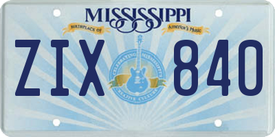 MS license plate ZIX840