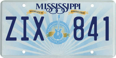 MS license plate ZIX841