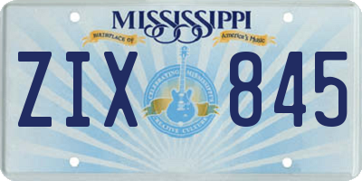 MS license plate ZIX845