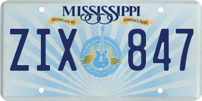 MS license plate ZIX847