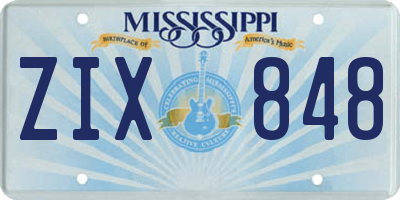 MS license plate ZIX848