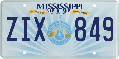 MS license plate ZIX849