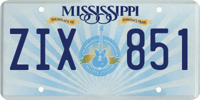 MS license plate ZIX851